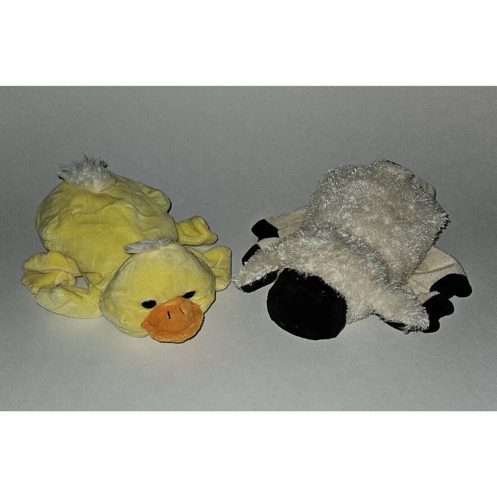 2 Dream Plush Hand Puppets Lot Yellow Duck White Sheep Lamb